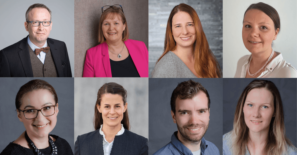 Das DiSenSu-Team (v.l.n.r.): Prof. Dr. Markus Prechtl, Dr. Ute Brinkmann, Dr. Ulla Stubbe, Tatjana Jesserich (zum Zeitpunkt des Projekts alle TU Darmstadt), Prof. Dr. Silvija Markic, Dr. Lilith Rüschenpöhler, Dr. Julian Küsel, Marina Zeller (zum Zeitpunkt des Projekts alle PH Ludwigsburg), (Fotos: privat)