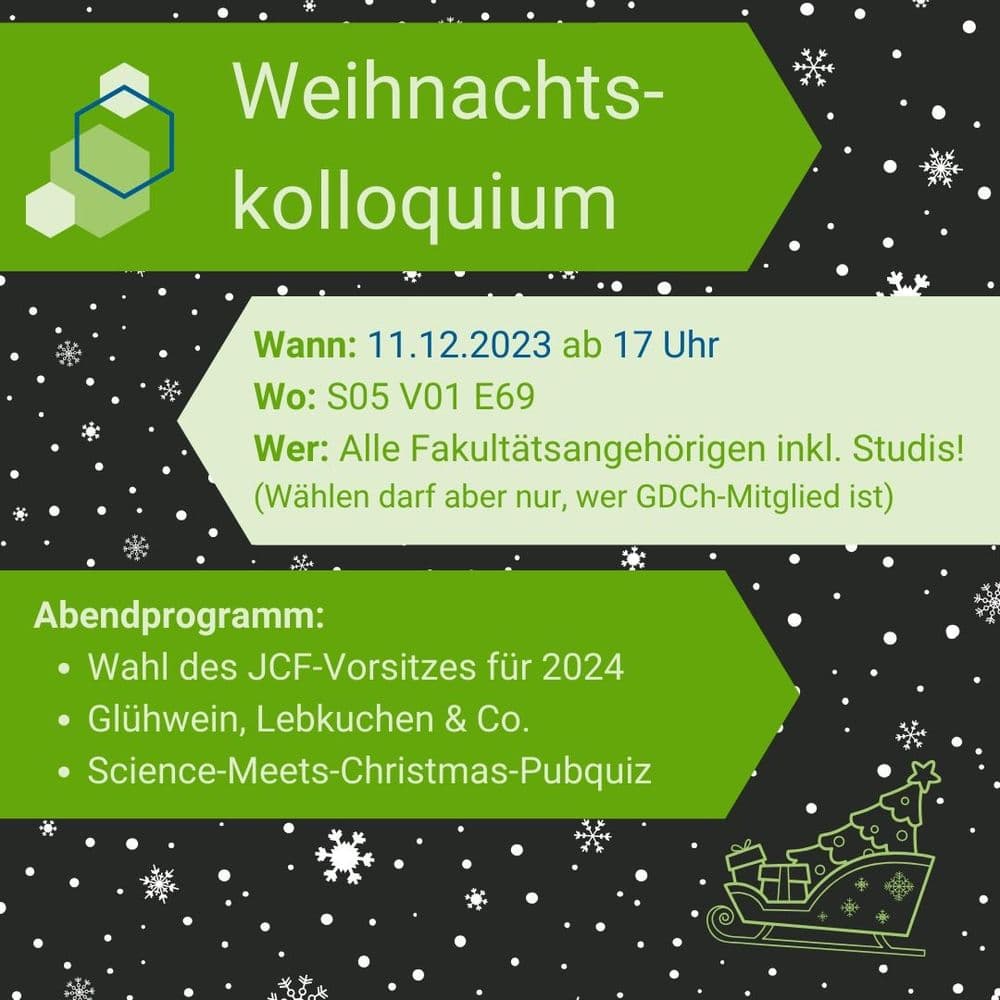 Weihnachtskolloquium mit Sprecher*innenwahl und Science-meets-Christmas-Quiz