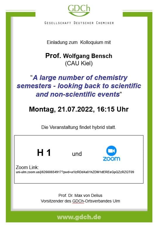 A large number of chemistry semesters - looking back to scientific and non-scientific events.