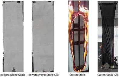 Cotton Fabric and Polypropylene Fabrics Treated with Synthesized Zinc Diborate