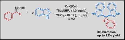 Electrochemical gem‐Bisarylation of Hydrazone: Access to Bis(indolyl)methane