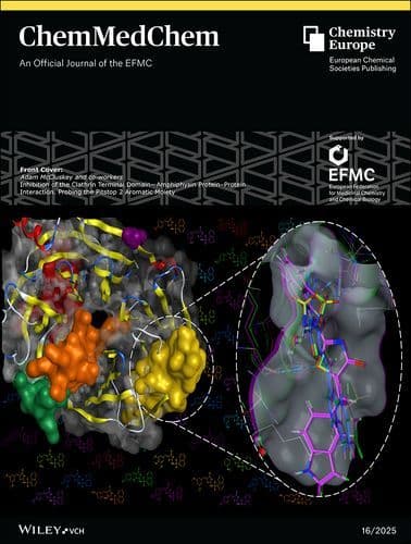 Front Cover: Inhibition of the Clathrin Terminal Domain—Amphiphysin Protein–Protein Interaction. Probing the Pitstop 2 Aromatic Moiety (ChemMedChem 16/2025)