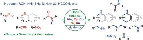 Homogeneous Base‐Metal‐Catalyzed Transfer Hydrogenation of Unsaturated N‐Containing Organic Compounds