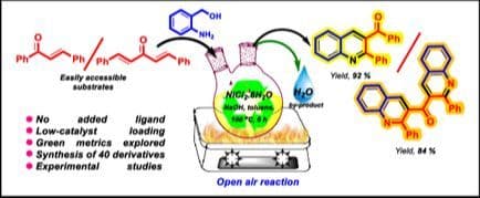 Nickel Chloride Hexahydrate‐Catalyzed Regioselective Synthesis of Quinolines and Bis‐Quinolines Under Aerial Oxidation