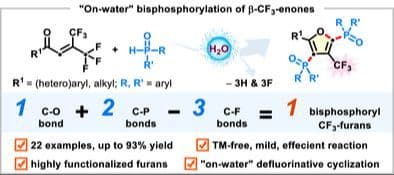 “On‐Water” Bisphosphorylation of β‐Trifluoromethyl Enones via Successive C(sp3)─F Bonds Functionalization: Synthesis of Multi‐Substituted Furans