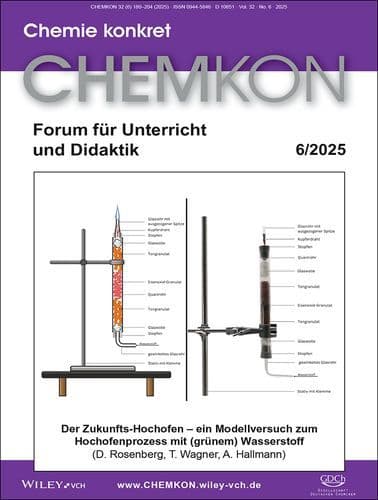 Titelbild: Der Zukunfts‐Hochofen – ein Modellversuch zum Hochofenprozess mit (grünem) Wasserstoff (CHEMKON 6/2025)Titelbild: Future Blast Furnace (CHEMKON 6/2025)