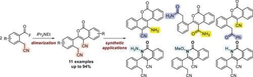 Transition Metal‐Free Synthesis of 3‐Aryl‐4‐Cyano Isocoumarin Derivatives with 2‐Cyanomethyl Aroyl Fluorides and Their Applications